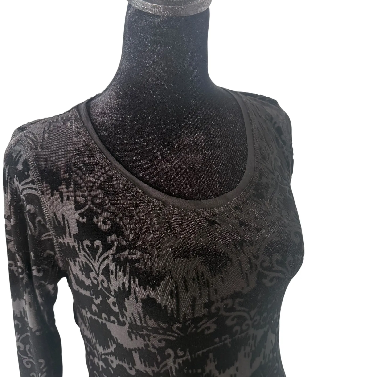 Simply Vera Wang Black Velvet Burnout Chiffon Hem‎ Size XS Petite Whimsigoth - Image 4