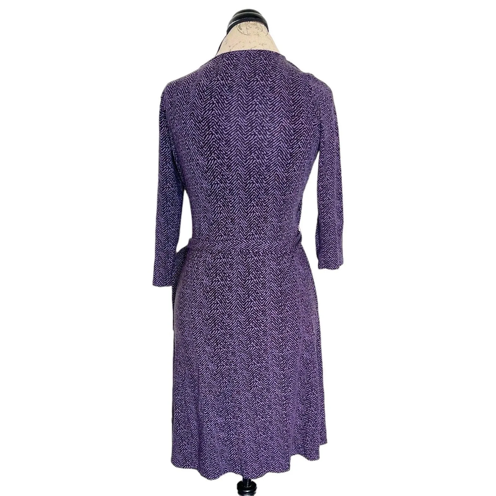 TALBOTS Dress Women’s Sz Small Petite Faux Wrap Purple Feminine Romantic Y2k - Image 4