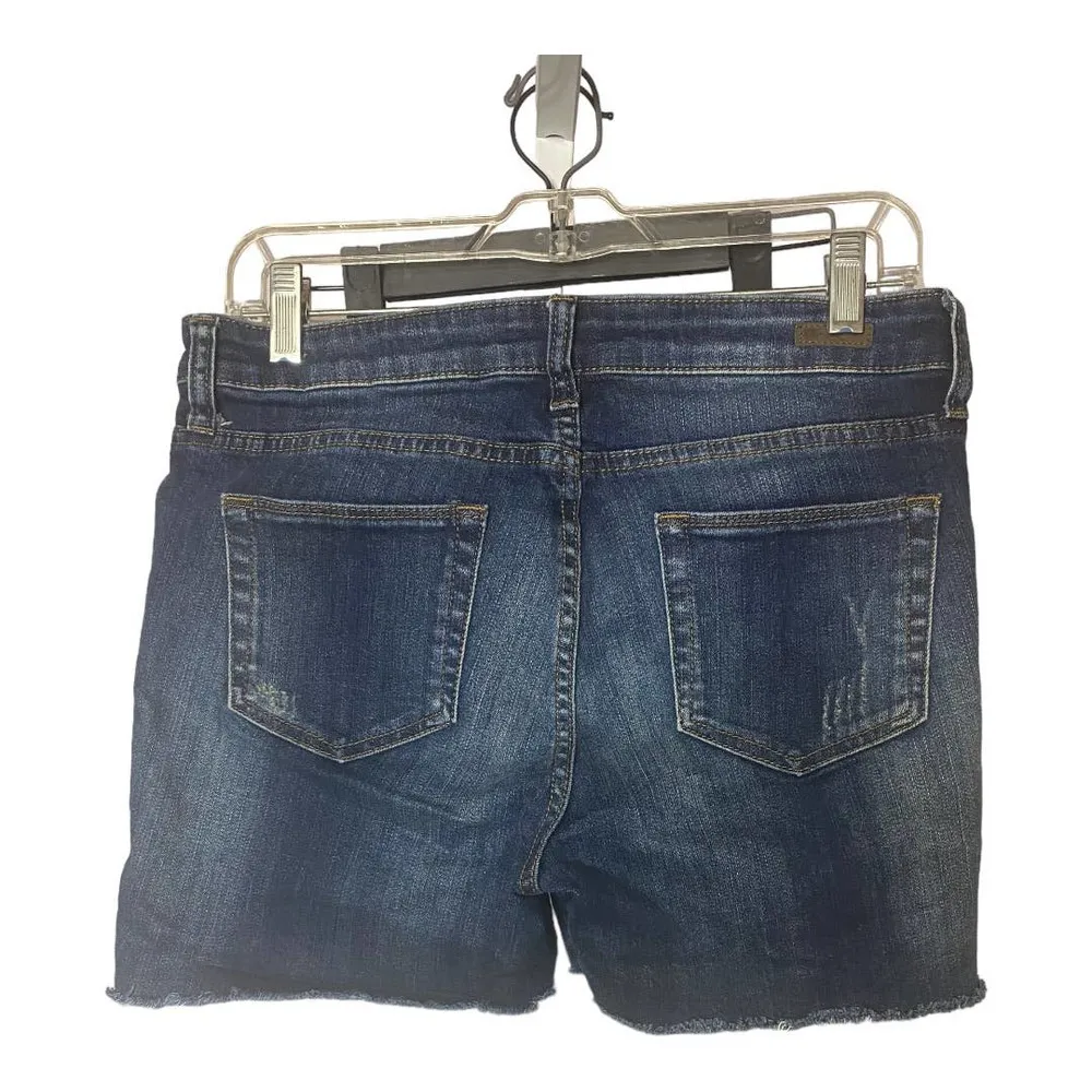 Kut From The Kloth Jean Shorts 8 Med Wash Cutoff Whiskered Mid Rise Cotton Denim - Image 2
