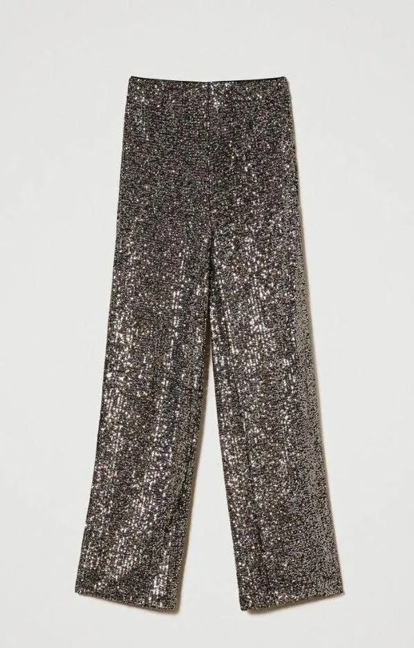 $ 350 NWT Twinset Women's Sequin Sparkle High Waist Pants Size XXS - Image 4