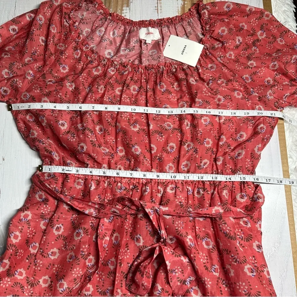 Xirena Jia Floral Print Mini Dress Size Large Coral Blush - Image 9