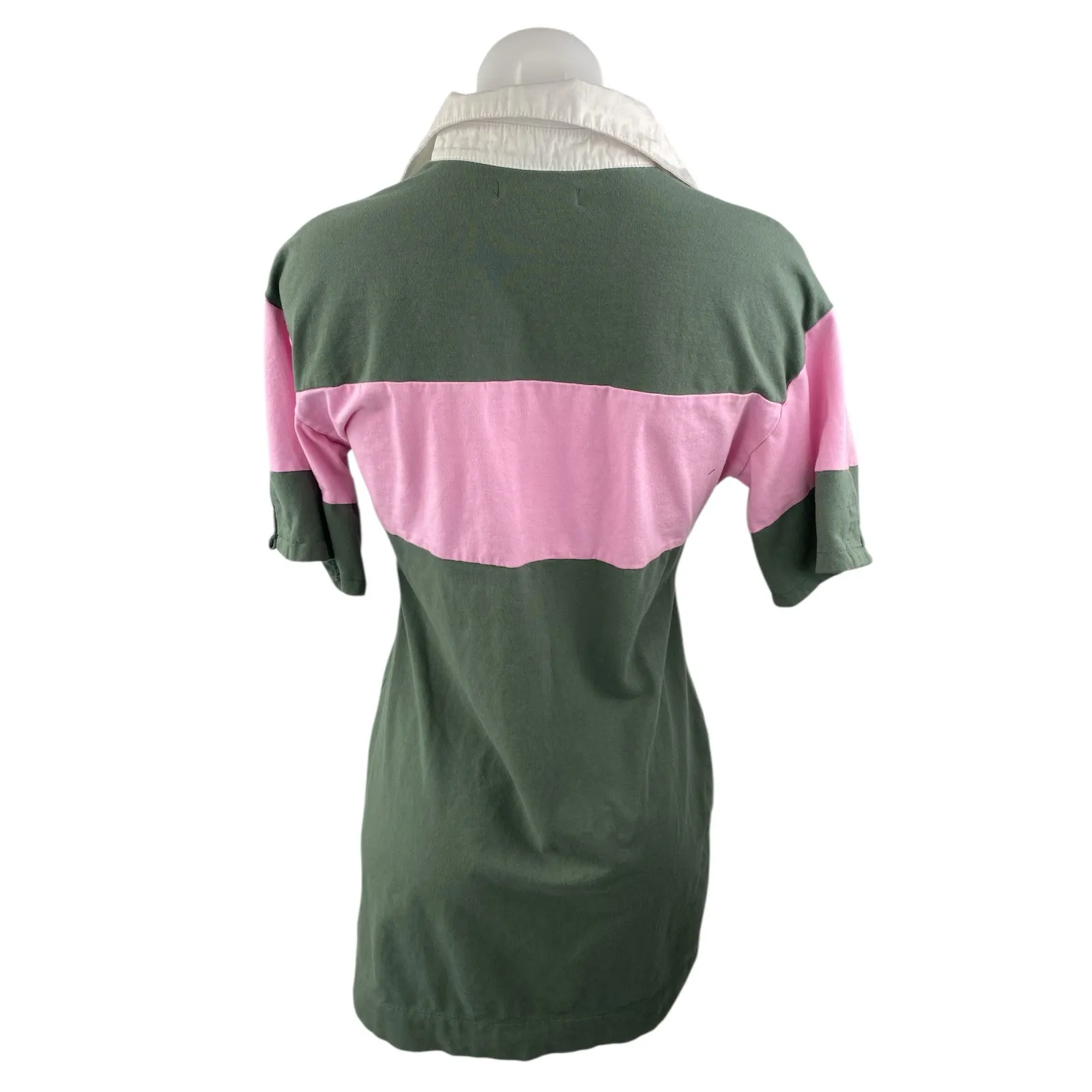 Free Assembly Women's Green Pink Stripe Colorblock Polo Shirt Mini Dress Size XS - Image 4