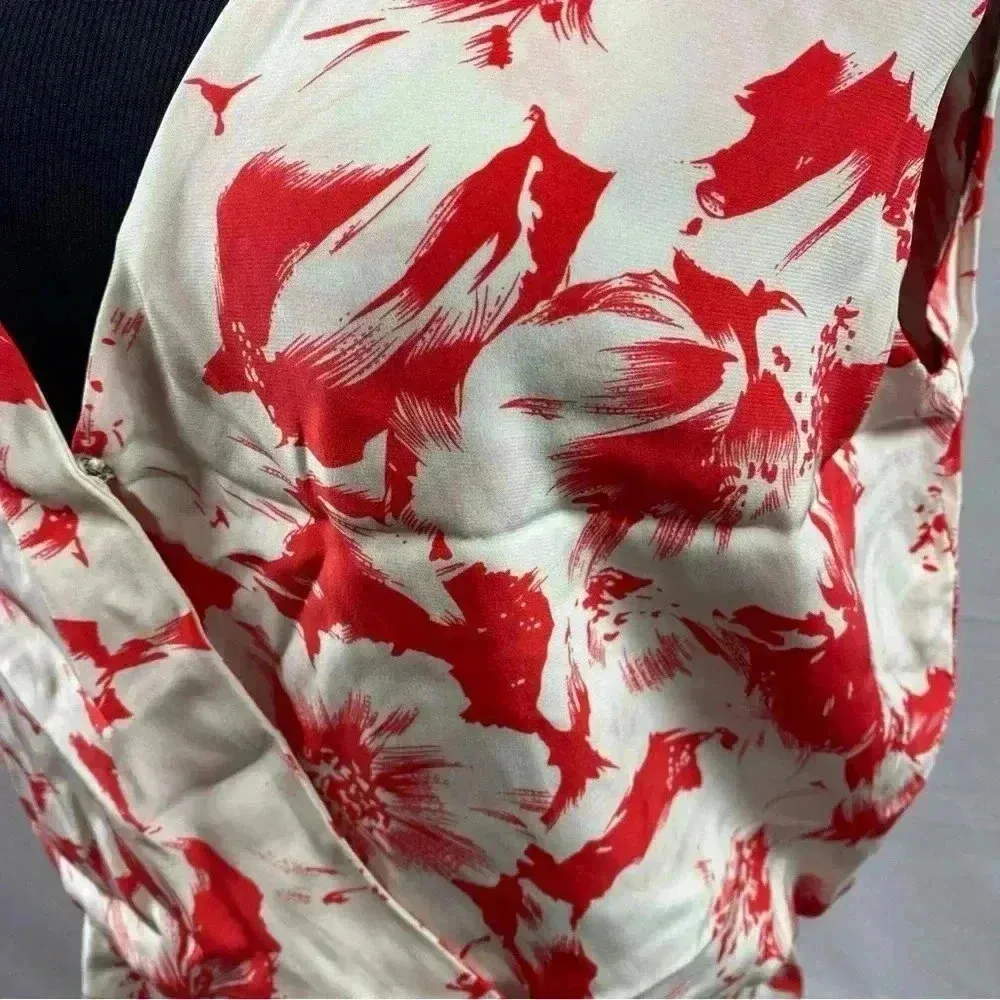 Parker Womens 100% Silk Dress Surplice Neck Open Back Floral Large Plunge Neck - Image 5