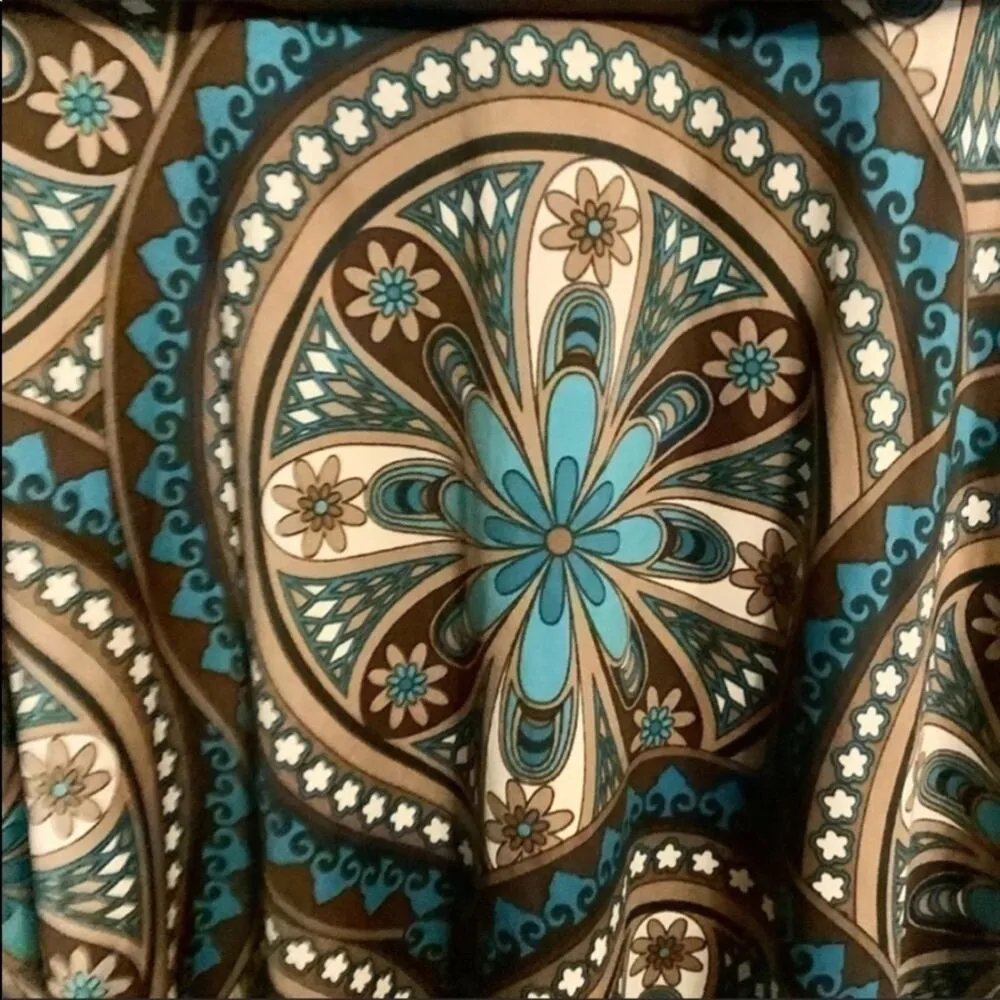 Ad HOC Vintage Y2k Paisley Brown Blue Retro Dress Size Large Womens - Image 4