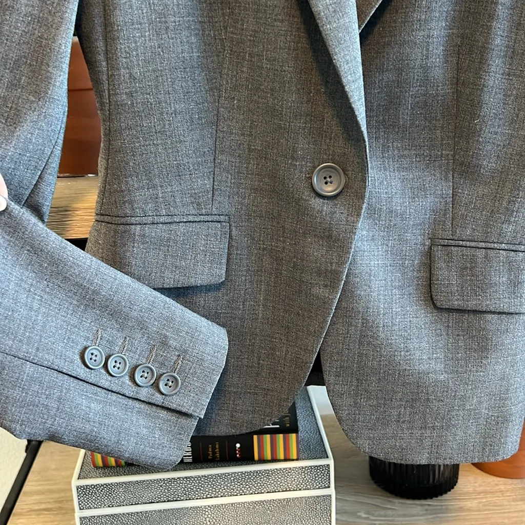 Express Professional Grey Button Front Career Blazer, 2 - Image 4