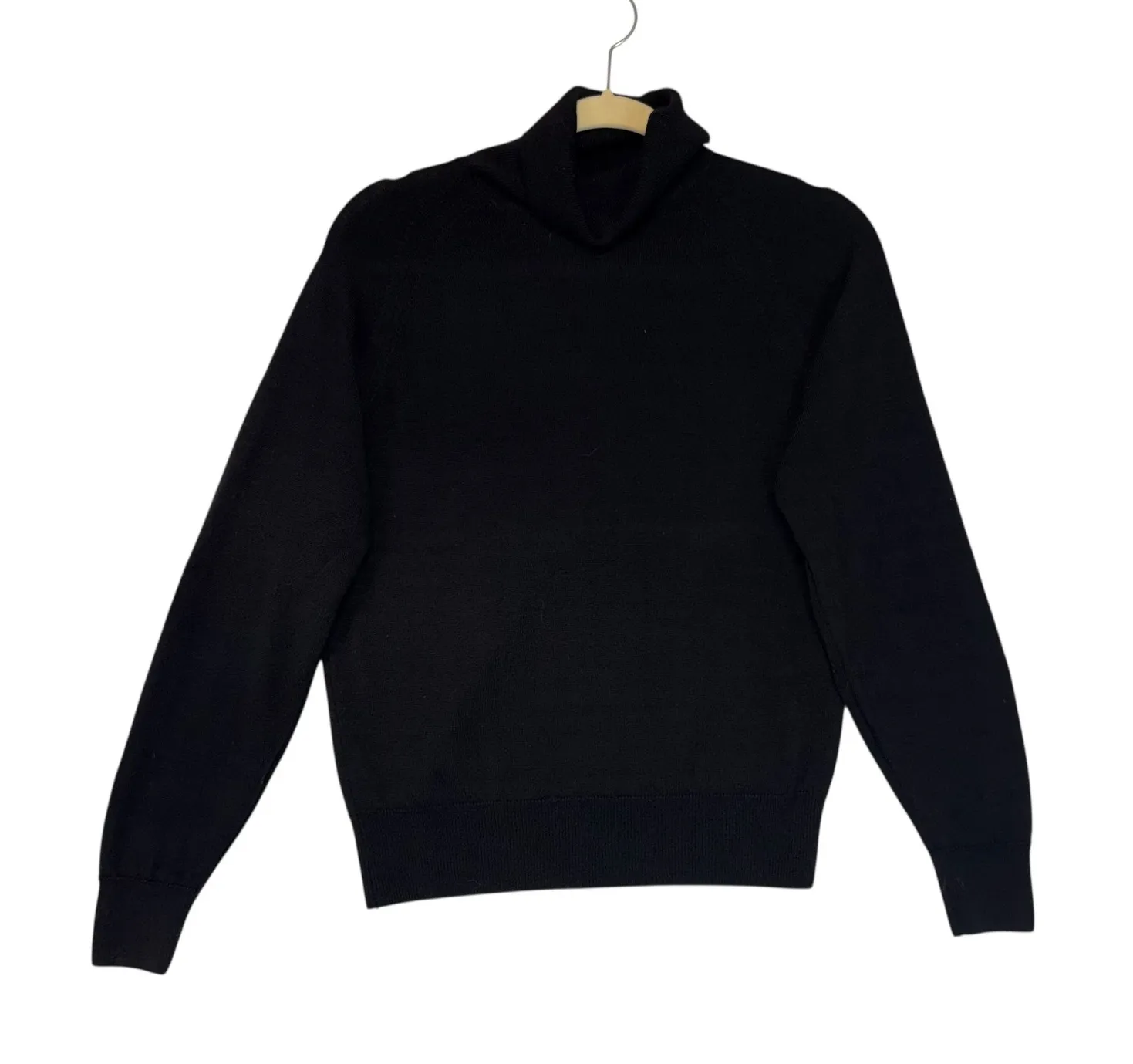 Edinburgh Pure Wool washable Lambswool Black Turtleneck Sweater Classic staple M Size M - Image 1