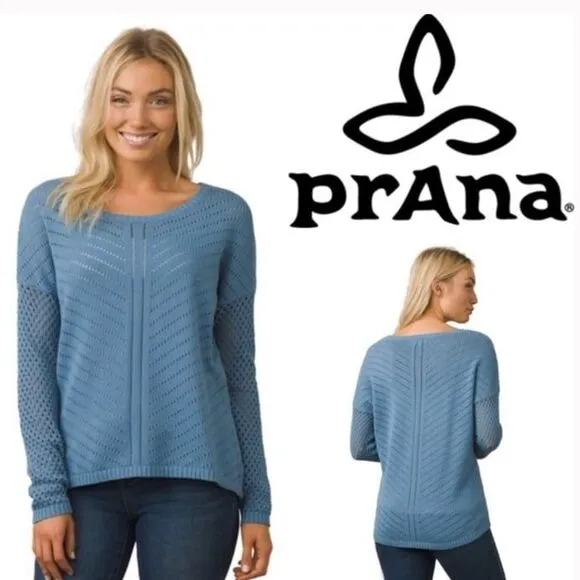 prAna Women's Parker Sweater Open Knit Dusty Skies - Image 2