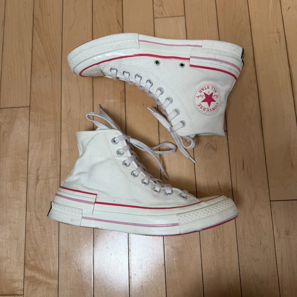 Converse Chuck Taylor 70 Hi Top Sneaker White with Pink Accents Size 6.5 / 8.5 - Image 3