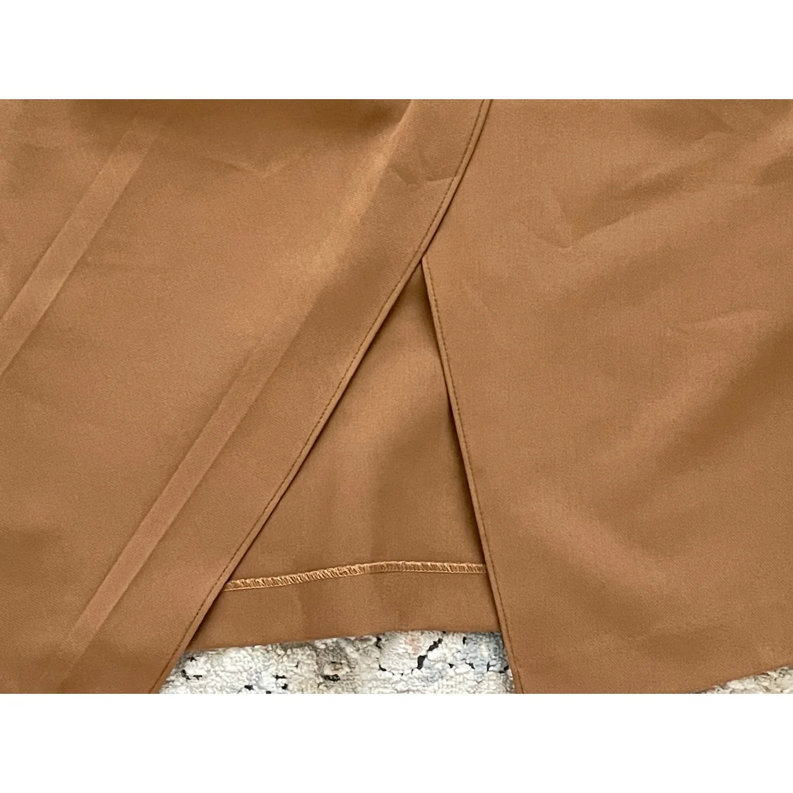 Modelivree Faux Wrap Midi Skirt Caramel Brown Size Large - Image 5