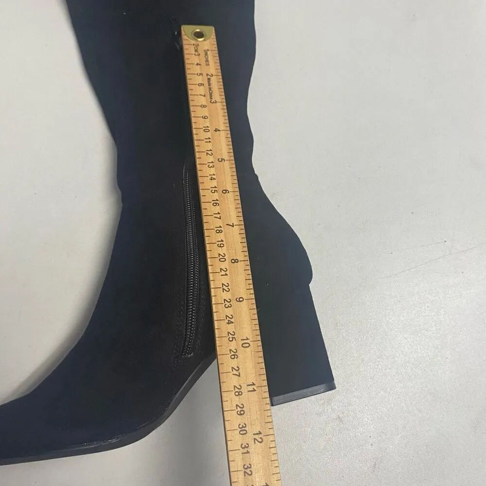 SHOEDAZZLE‎ Nevaeh Women’s Tall Zip Boots Size 7 WC ( Wide Calf) Black Heel 2.5” - Image 10