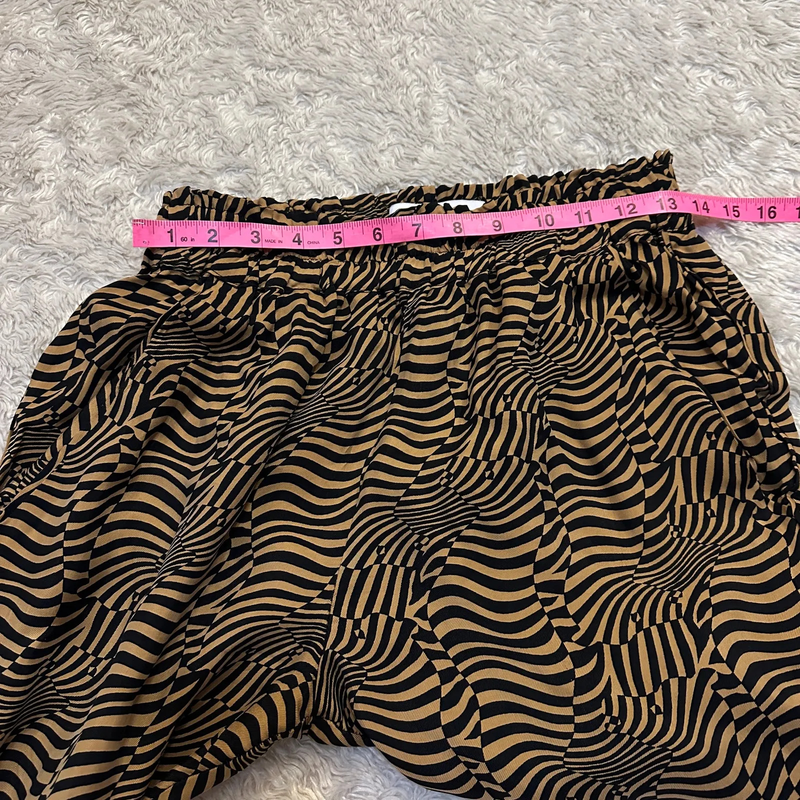 Maria Stanley Kheller Trouser Pull On Pants Elastic Waist Black Tan Size M - Image 7