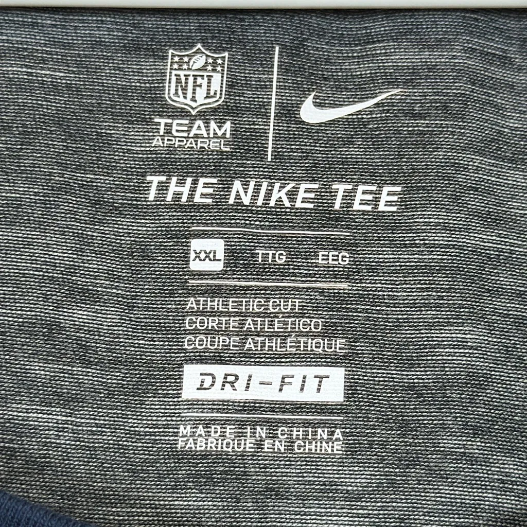 The Nike Tee Dri-Fit Gray NFL Los Angeles Rams Football Shirt XXL EUC #5788 - Image 6