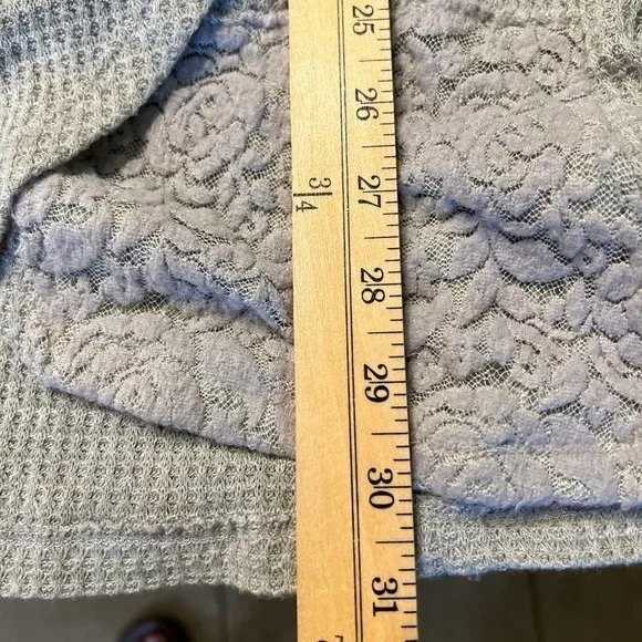 rxb Gray Open Front Cardigan Draped Lace Detail Lightweight Size L Gray Size L - Image 8