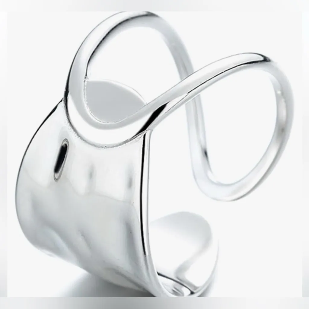 Hammered Chunky‎ Ring (Adjustable) 925 Sterling Silver - Image 12