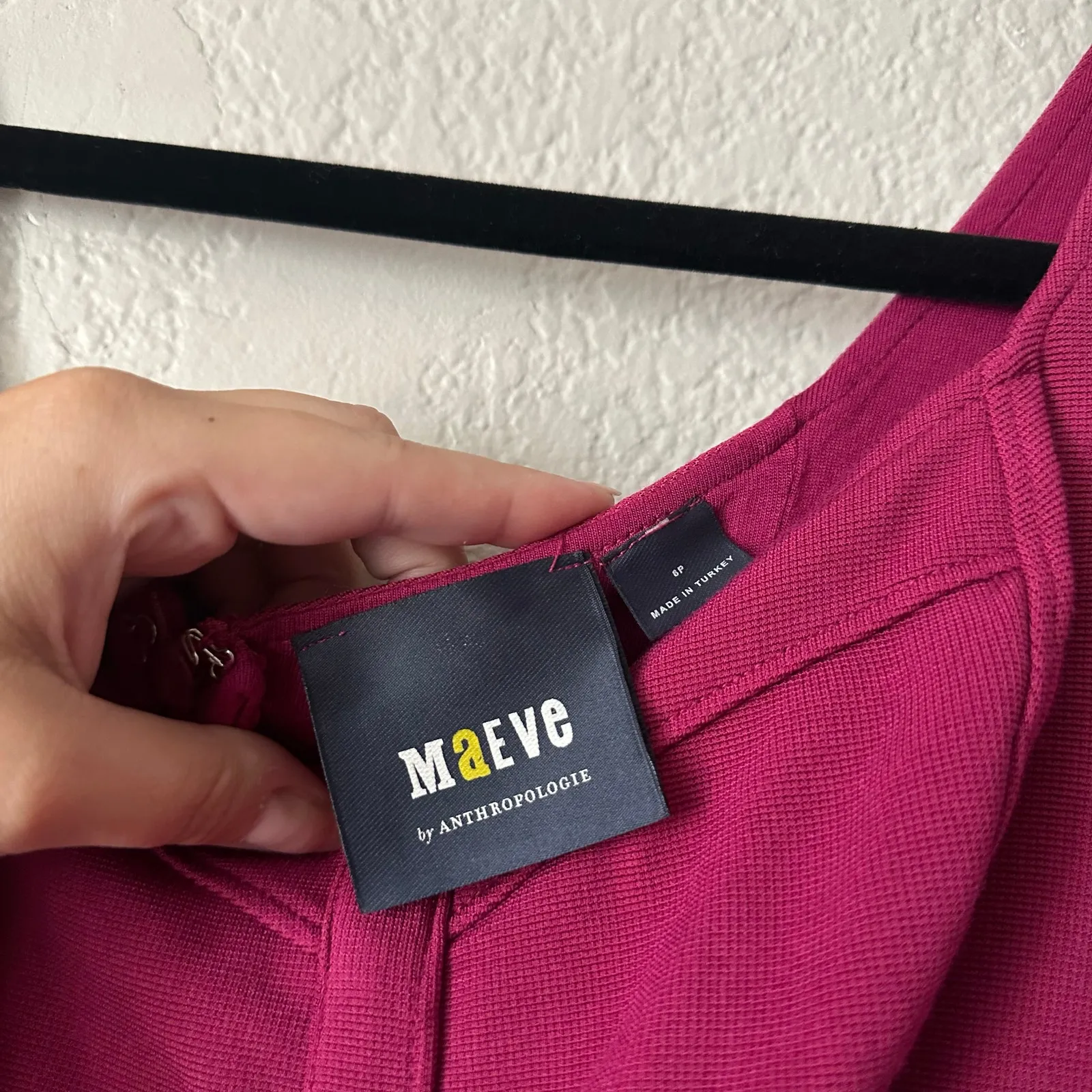 Maeve Anthropologie Knit Midi Dress Dark Fuchsia Size Small P - Image 4