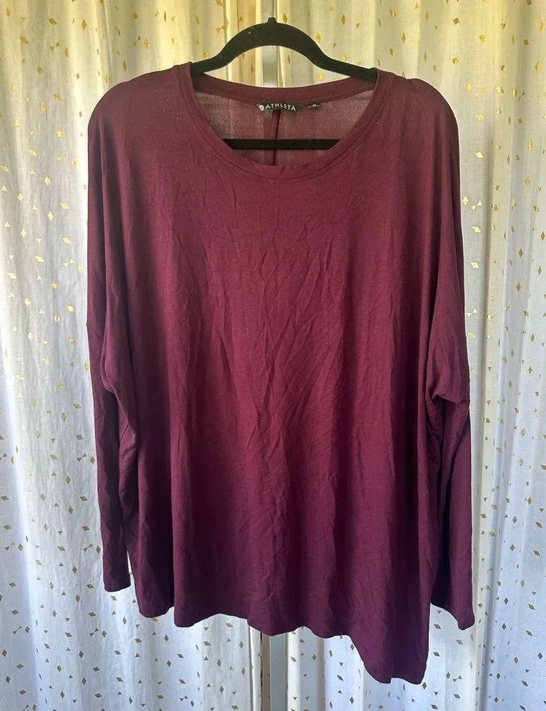 Athleta Cloudlight Athleisure Relaxed Asymmetrical Long Sleeve Activewear Top M - Image 3