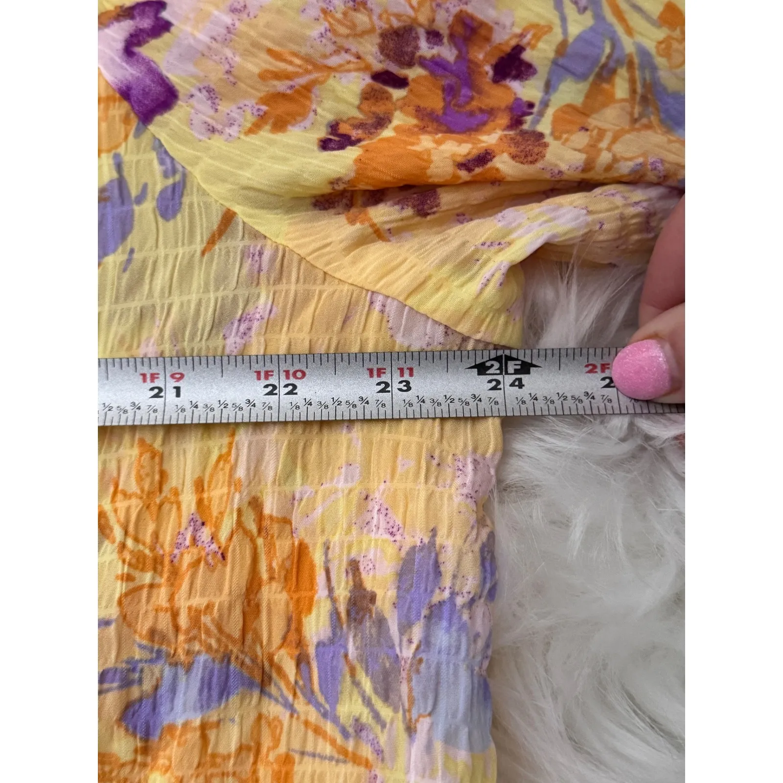 Counterparts Yellow Floral V Neck Tie Front Long Sleeve Blouse Top Women's XL - Image 6