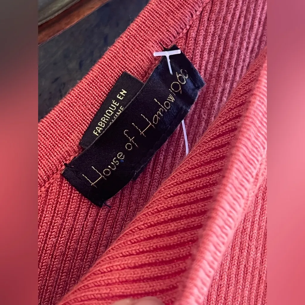 House Of Harlow 1960 In coral Knit Rib Dress Orange Size M - Image 6