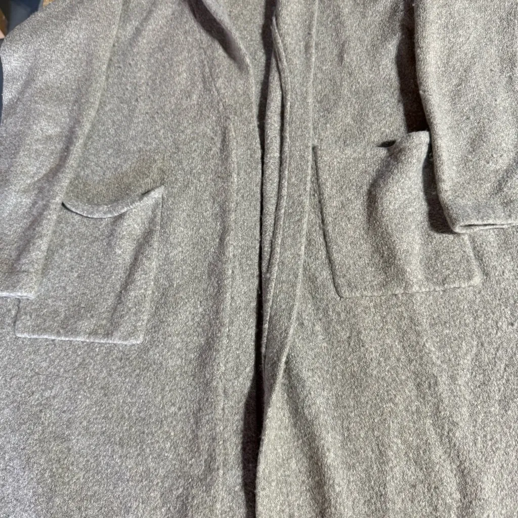 Marine Layer Cotton & Merino Wool Longline Gray Open Front Shawl Cardigan Small - Image 2