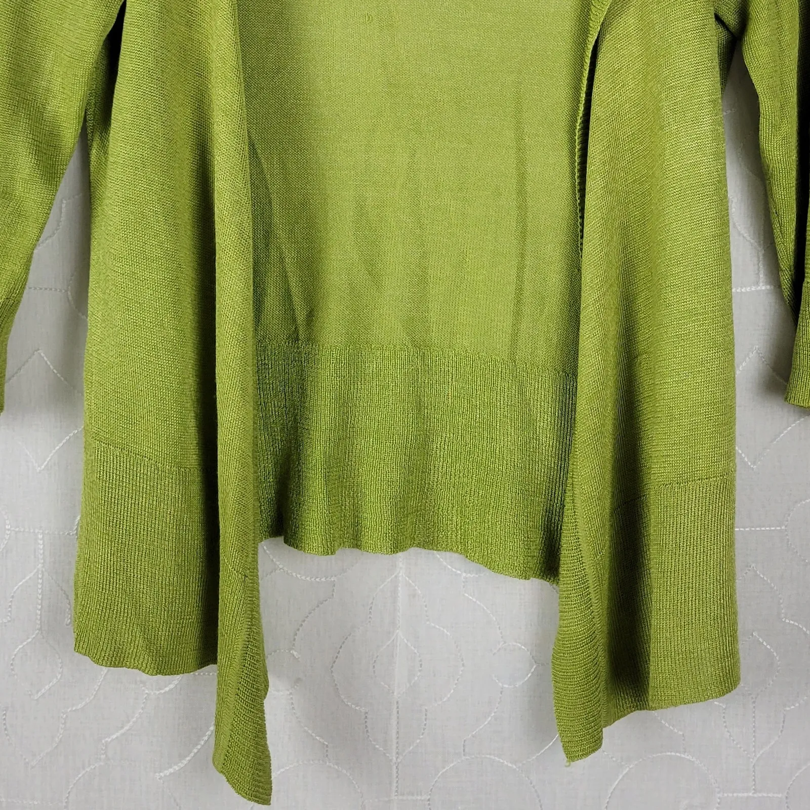 Kenar Womens Cardigan Size S Moss Green Silk Blend Knit Open Front 3/4 Sleeve - Image 6