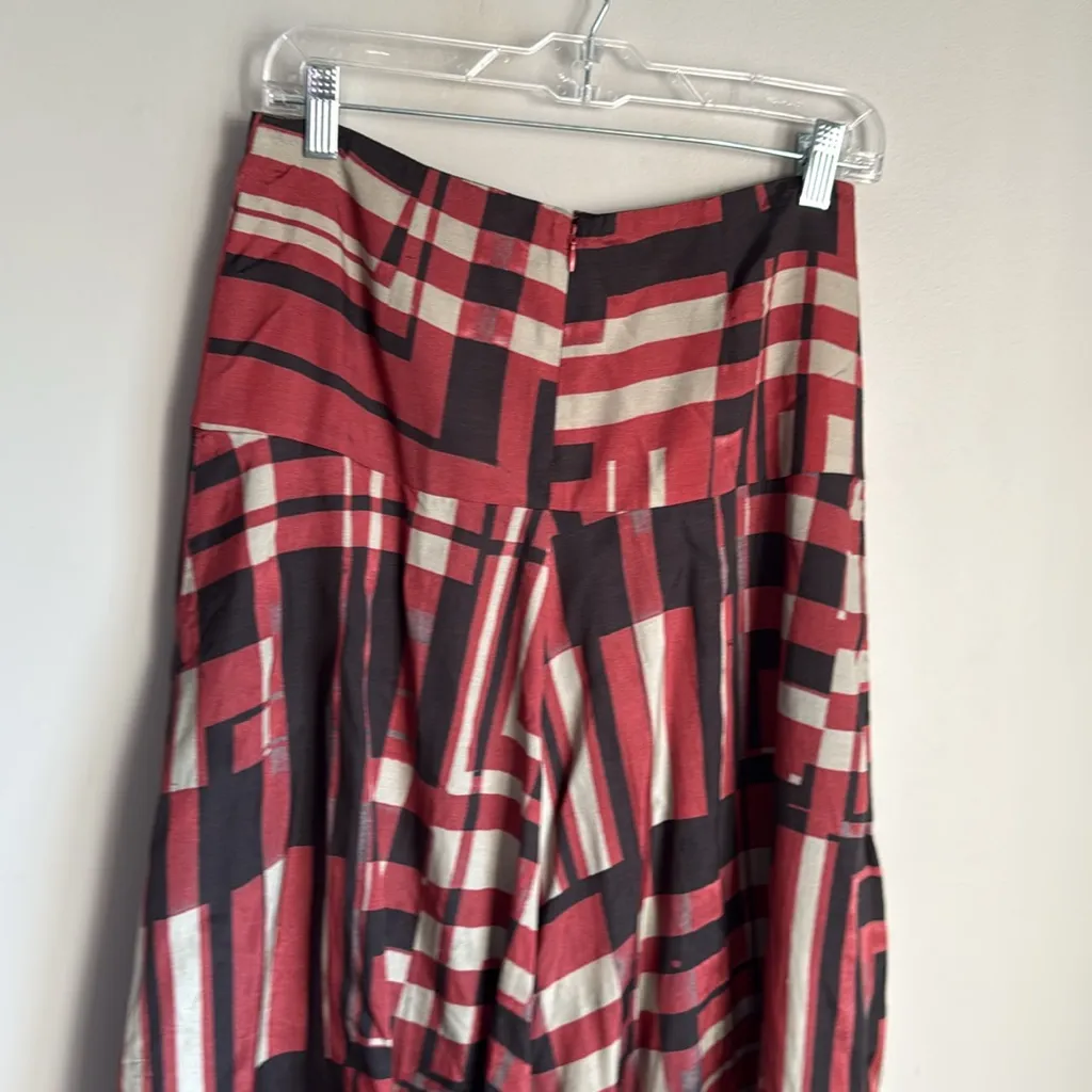 Peruvian Connection  Red and Black Geometric Patterned Maxi Skirt 4 - Image 6