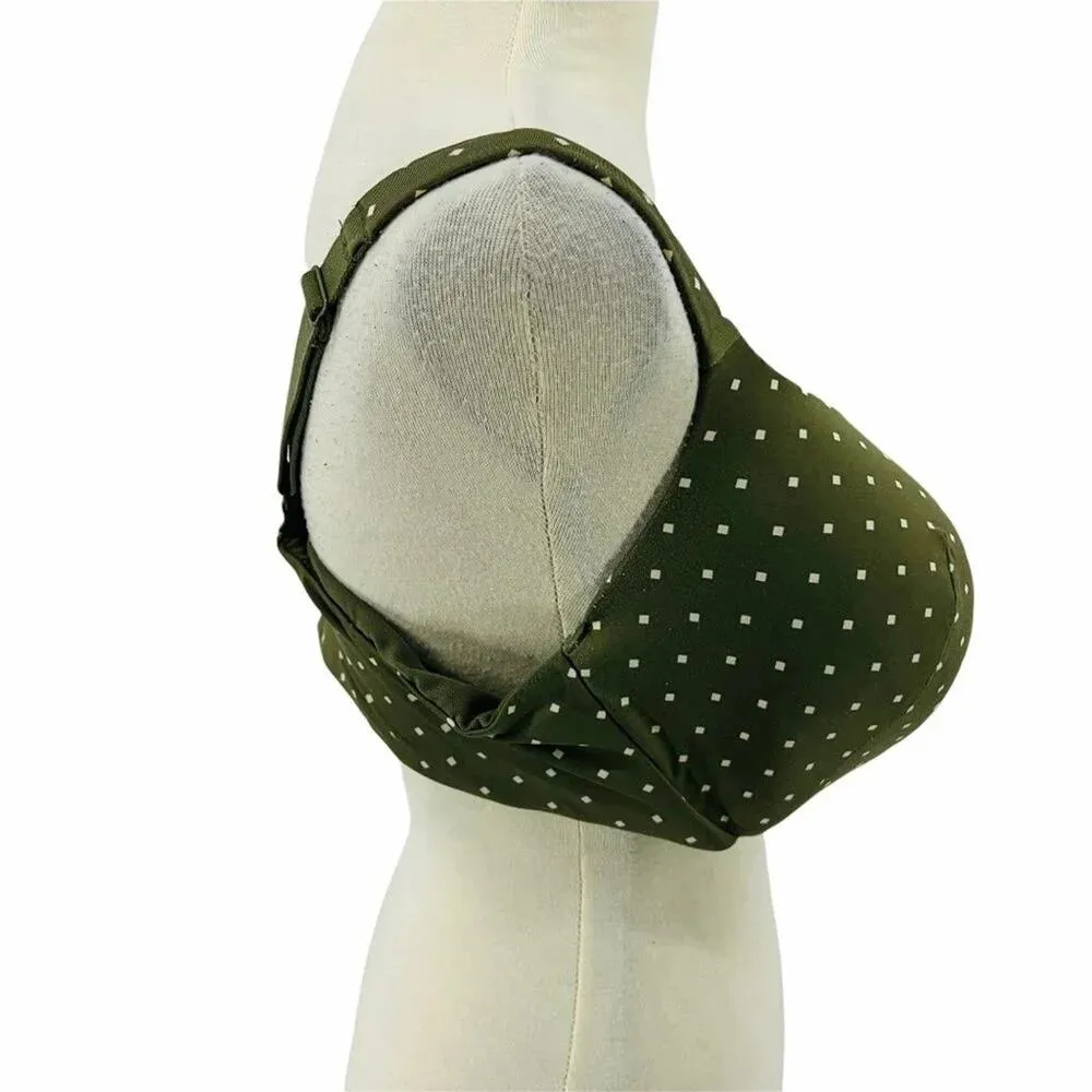 Lane Bryant Cacique True Embrace T-Shirt Bra Green Cream Square Lightly Lined 42 - Image 2