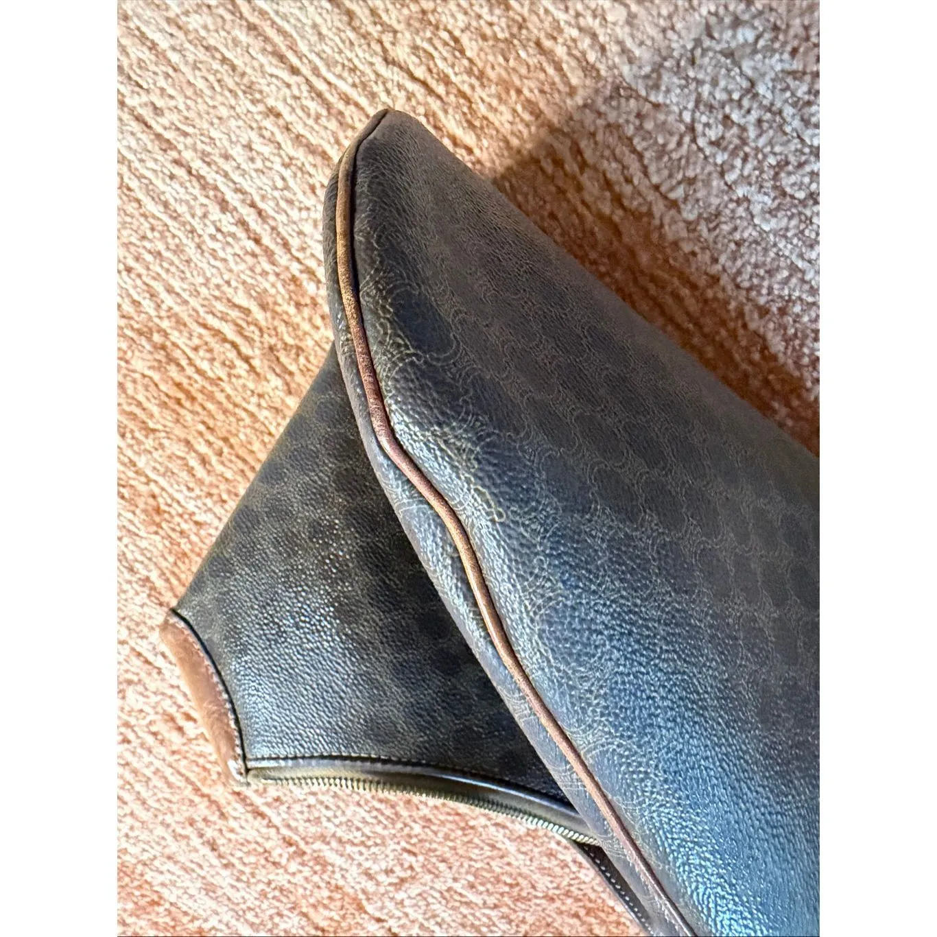 Vintage Celine Paris Brown Macadam Hobo Shoulder Bag Made in Italy - Image 12