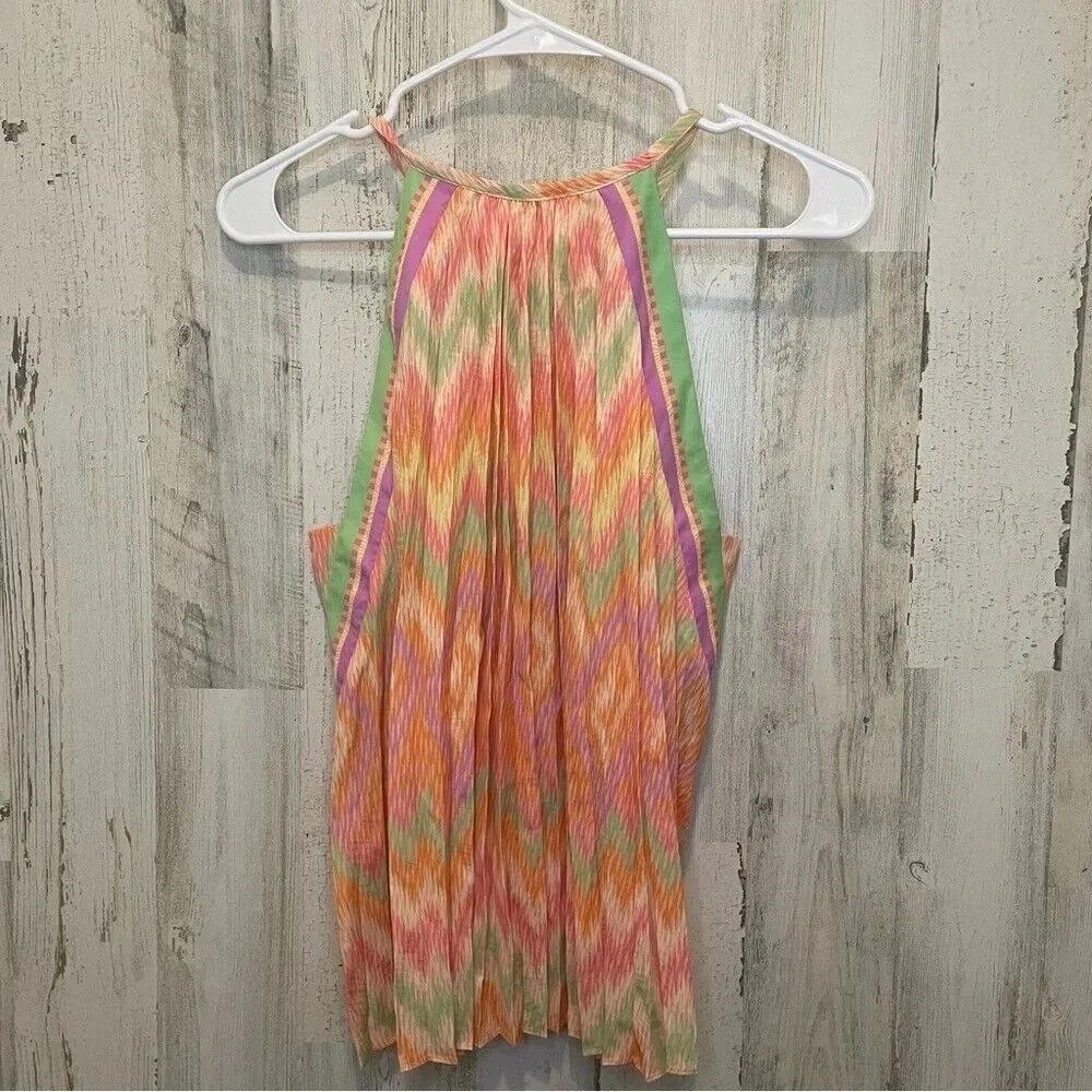 Current Air  Gradient Chevron Pleated Halter Beachy Swing‎ Tank- Size S NWT - Image 2