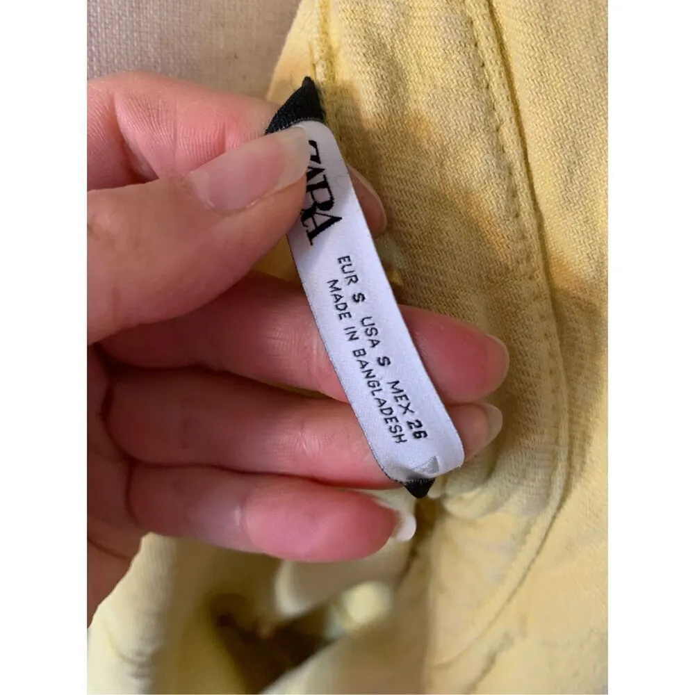 ZARA  yellow jean jacket size small cut - Image 3