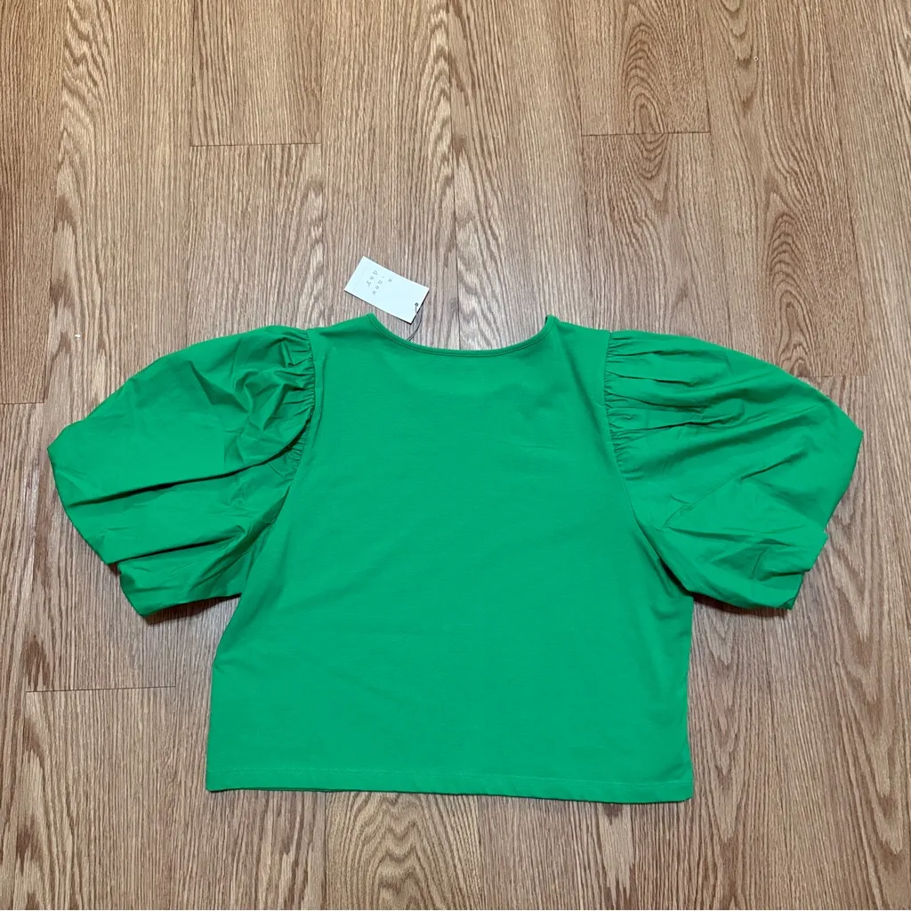 A New Day Women's Large Puff Short Sleeve T-Shirt Green NWT - Image 4