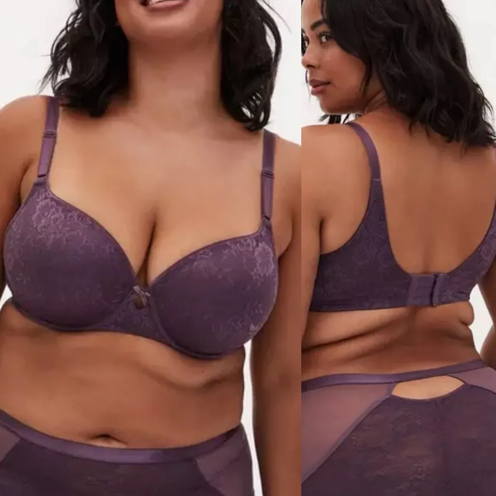 Torrid Perfect T-Shirt Bra Purple Lace Sexy Size 46DDD‎ Plus Size - Image 2