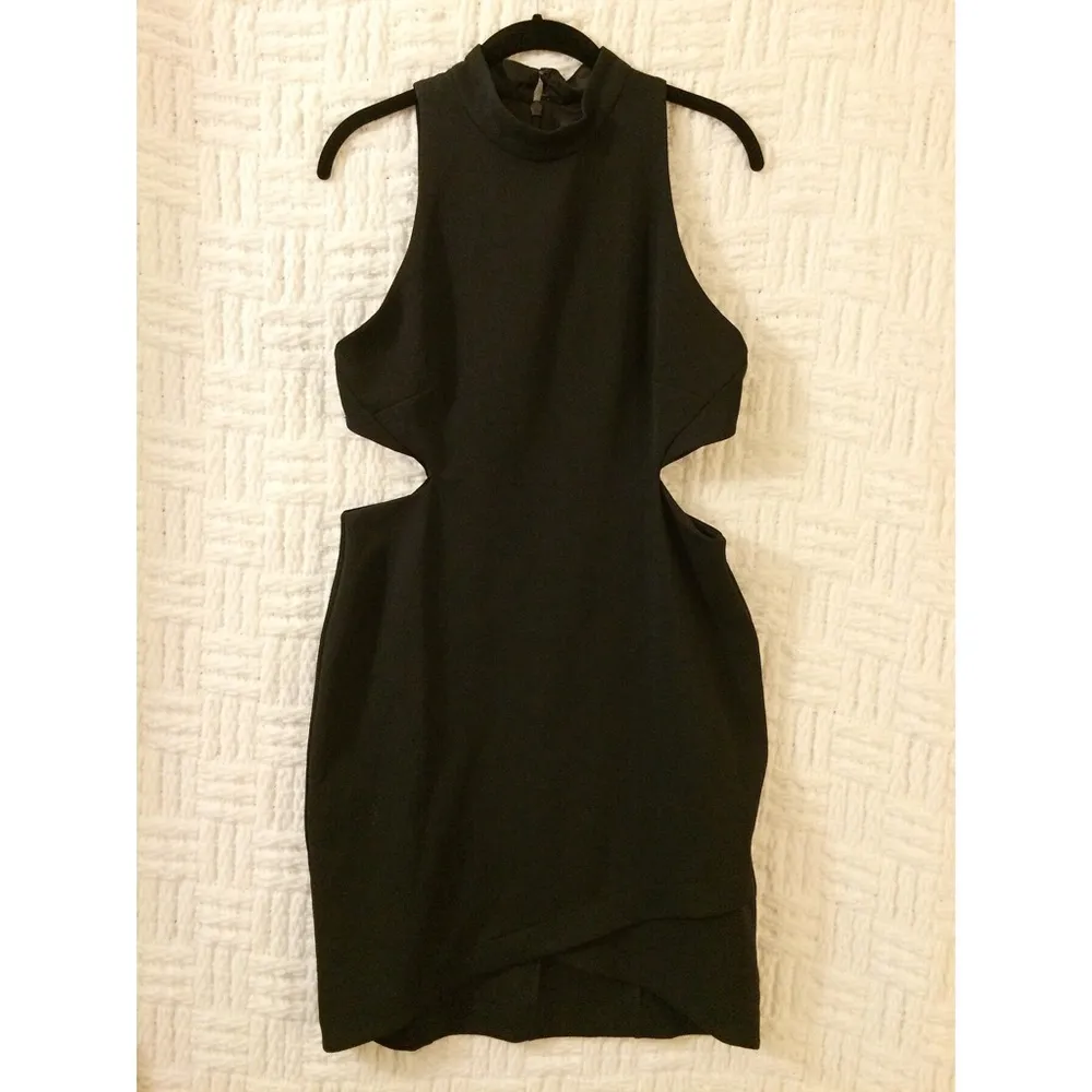 Topshop Cut Out Mini Dress Party Clubbing Large Black LBD Nordstrom - Image 4