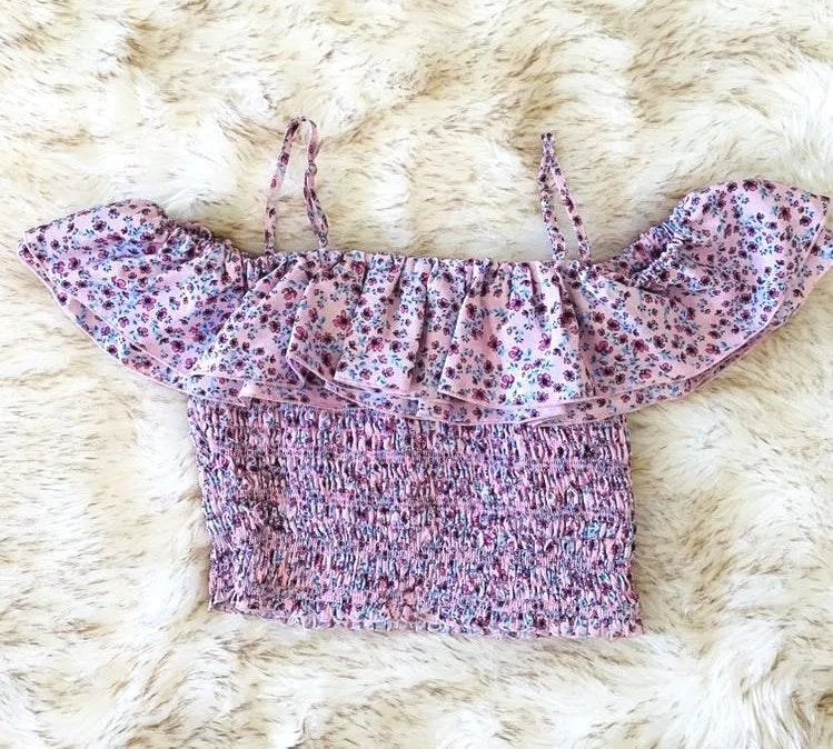 NWT NICHOLAS  Ruffled Smocked Floral Crop Top Size 4 - Image 4