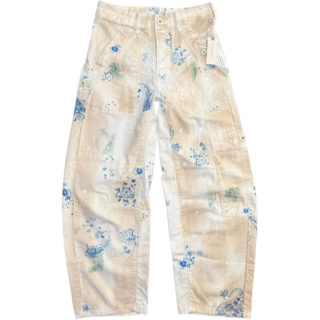NWT Pilcro Millie Low-Slung Barrel Pants Anthropologie Cargo Printed 25 Slouchy - Image 2