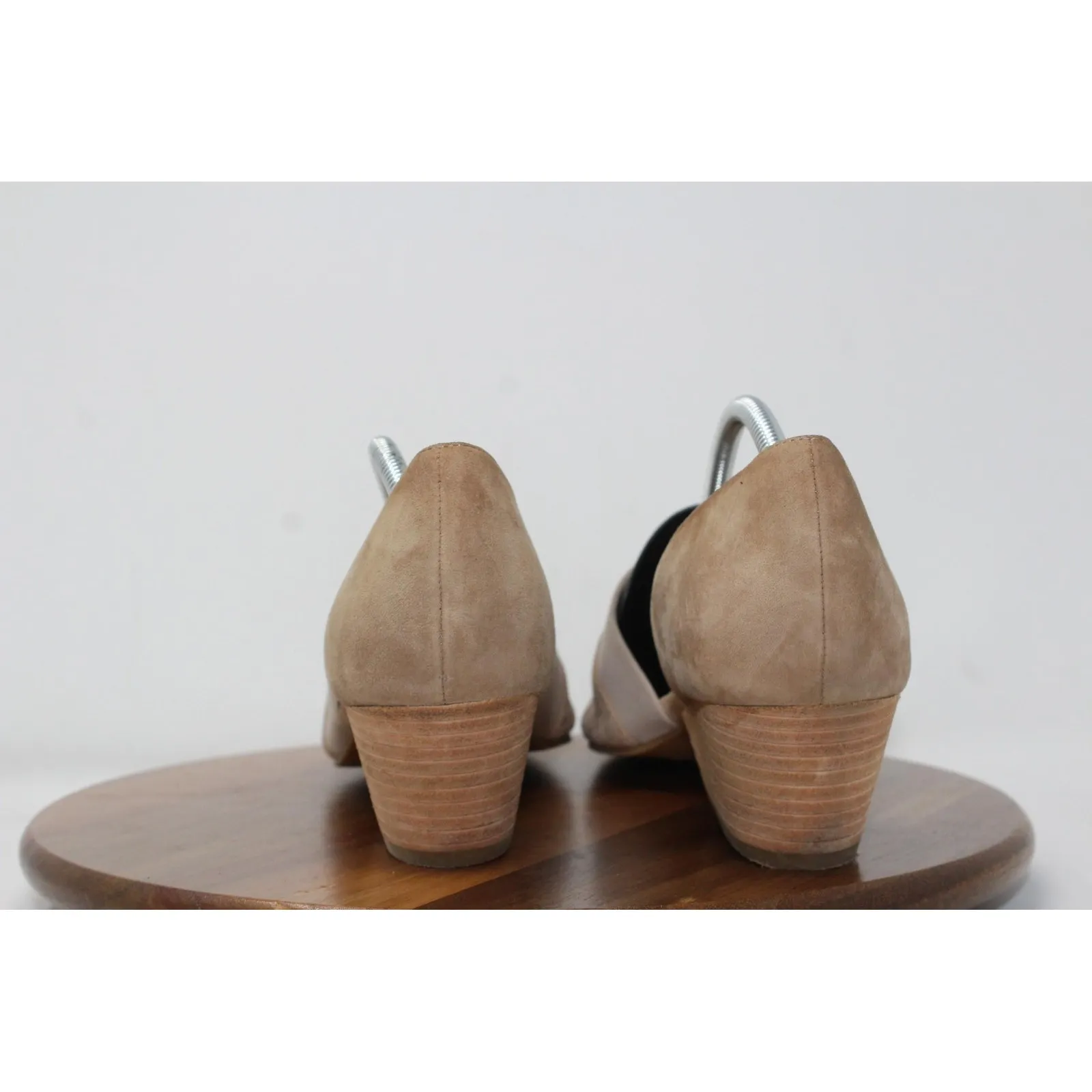 Eileen Fisher Shoes Womens Size 12 Taupe Suede Block Heel Pointed Toe Elastic - Image 5