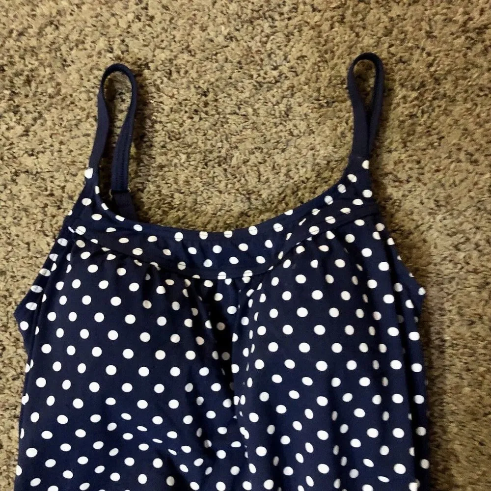 Lands End Maternity Swim Suit Womens 6 Used Navy Polka Dot One Piece - Image 12