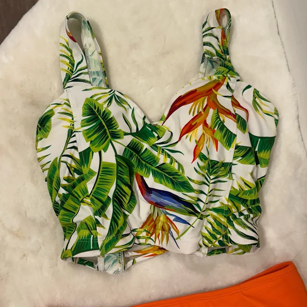 Kortni Jeane swimsuit! Tropical latter back swim top & Orange swim Skort! - Image 2