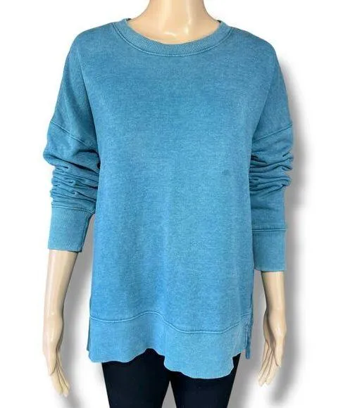 Time and Tru Womens Tunic Sweatshirt Oversized Long Sleeve Teal Medium 8 10 Green - Image 1