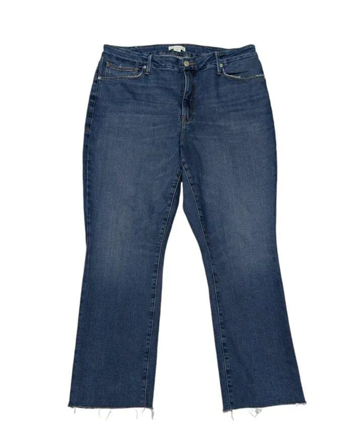 Good American Good Legs Raw Hem Straight Jeans Womens 37 Stretch Denim Dark Wash - Image 2