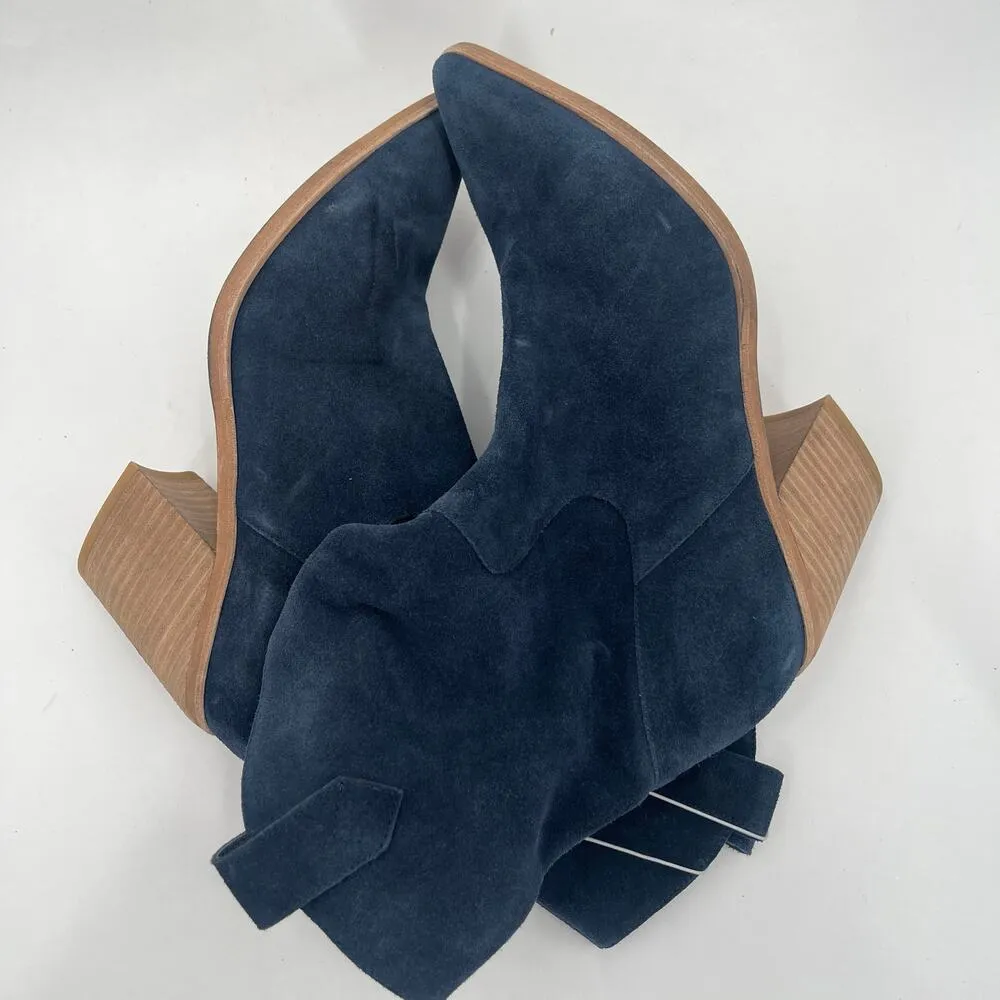 SILENT D Boots Size 40 (US 9) Ivette Western Booties Suede Pull On Chunky Heel Blue - Image 11