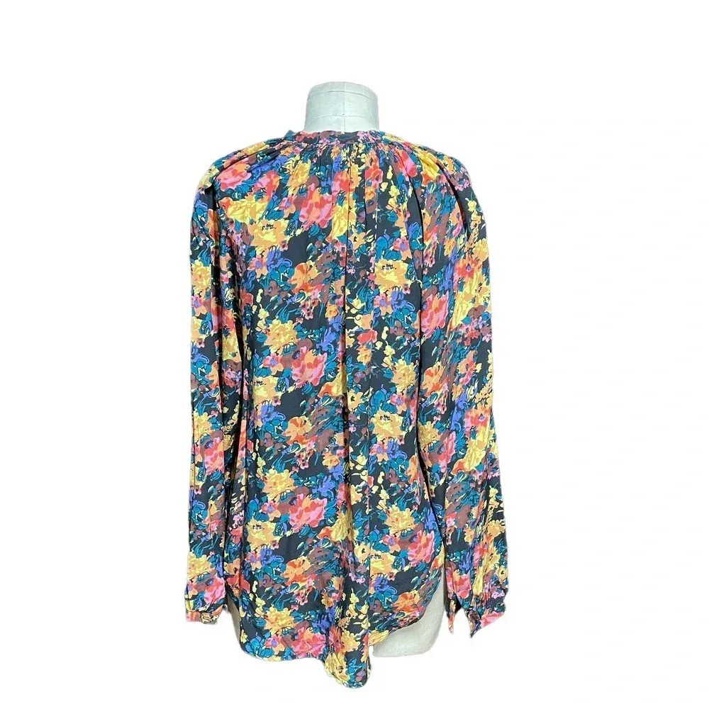Yumi Kim‎ Trinia Silk Floral Print Top Yellow Black Size Small - Image 5
