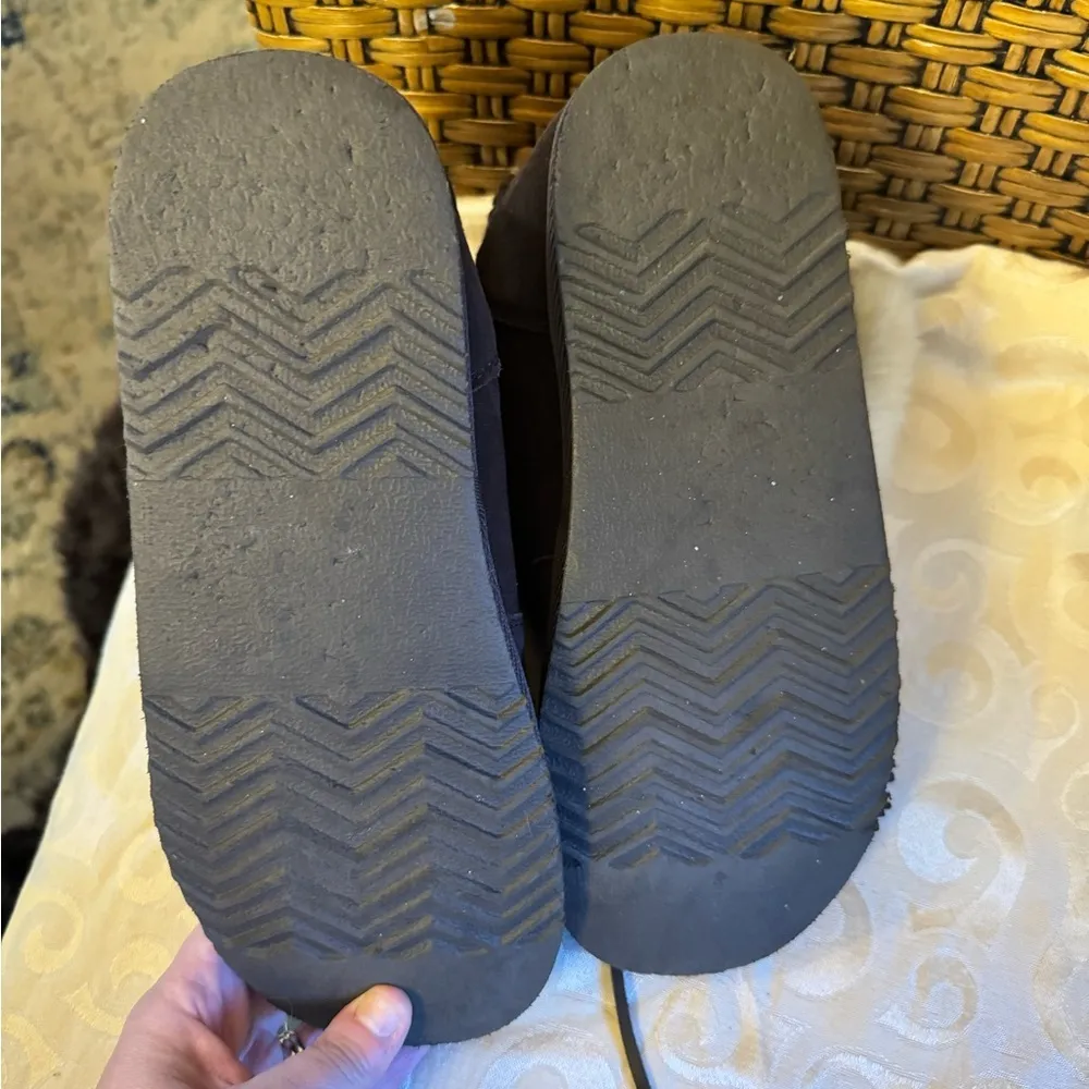 Dark Brown Suede Slipper Boots Size 10 - Image 2