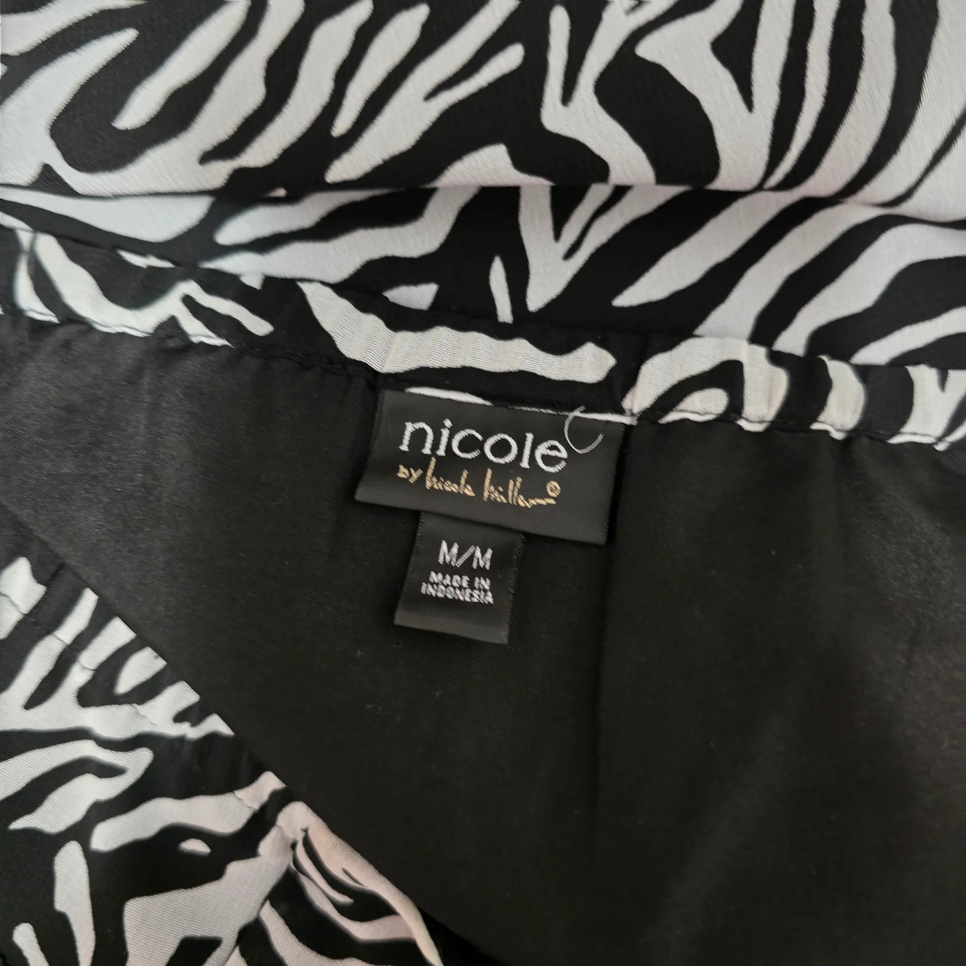 Nicole Miller Black & White Zebra Print Ruffle Medium Tank Top Y2K Whimsigoth - Image 6