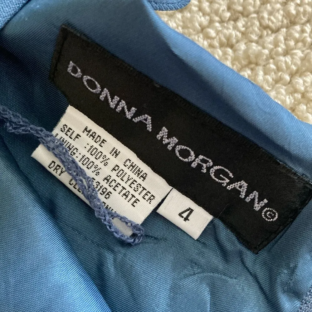 Diana Morgan Vintage Business Formal Blue Midi Dress Shoulder Pads 1990s 4 EUC - Image 4