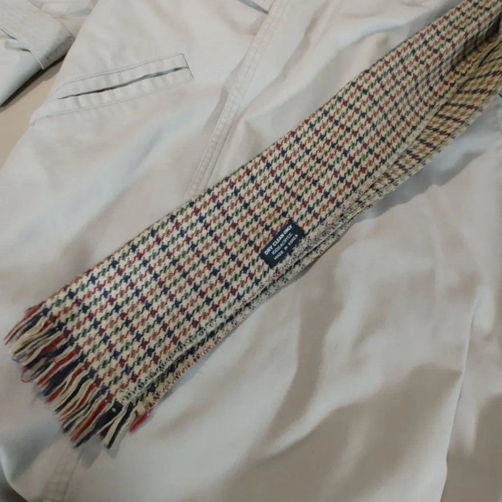 London Towne Beige Trench Coat Jacket Size 6 Vintage Plaid Liner Belt Scarf Tan - Image 9