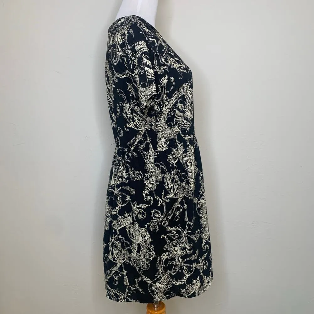 Babydoll Dress Regency Print Black Cream Small - Image 5