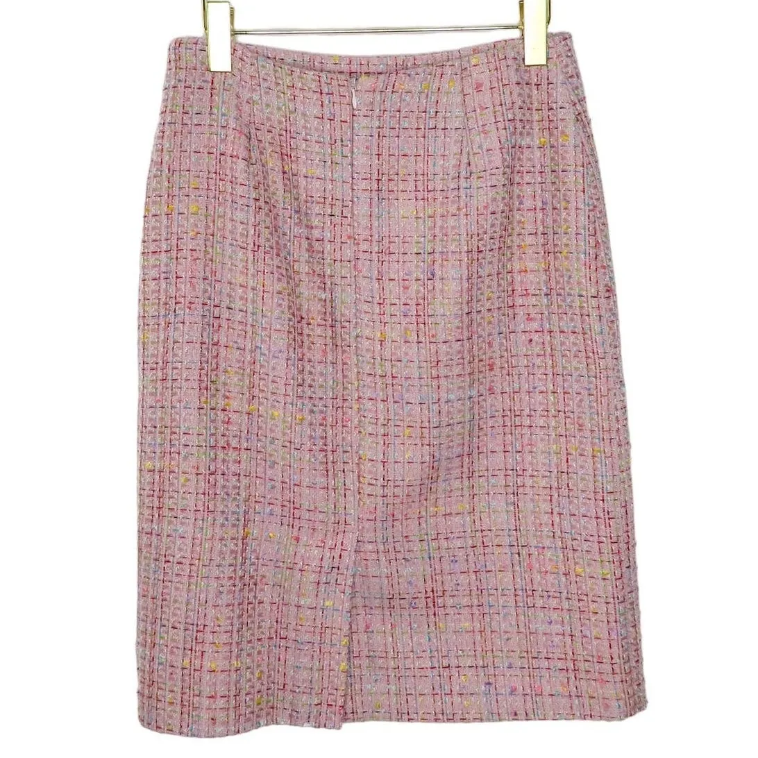 Vintage Spanner Pink Tweed Skirt Suit Two Piece Skirt Set Formal Size 8 - Image 8