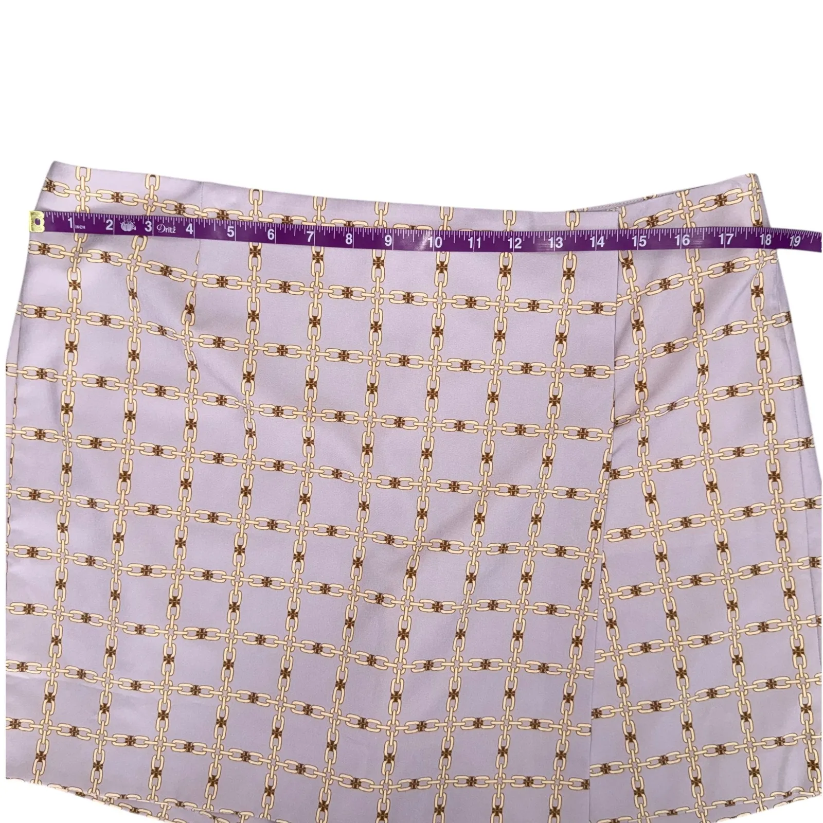 Tory Burch NWT Performance Printed Wrap Skort Dusty Lavender Chain Plaid Size 12 - Image 10