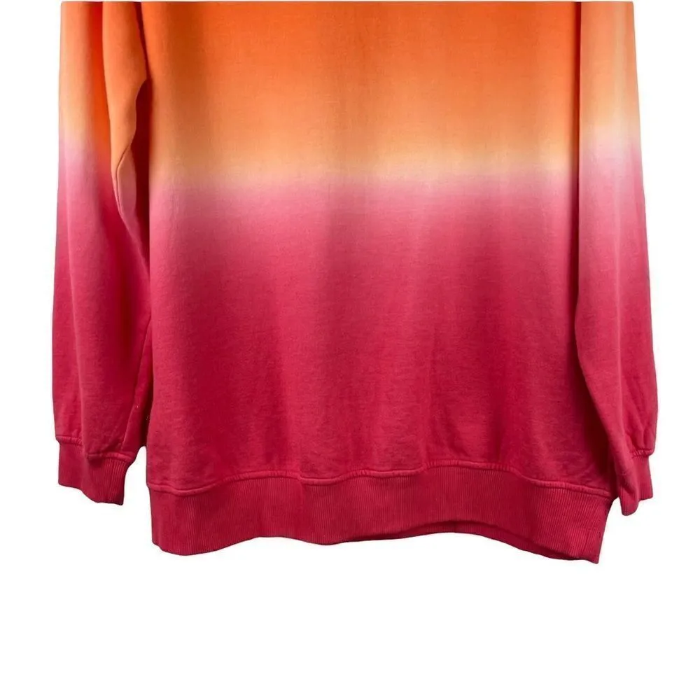 BP. Dip Dye Crewneck Cotton Blend Sweatshirt In Pink orange Dip Dye NWT Small - Image 3