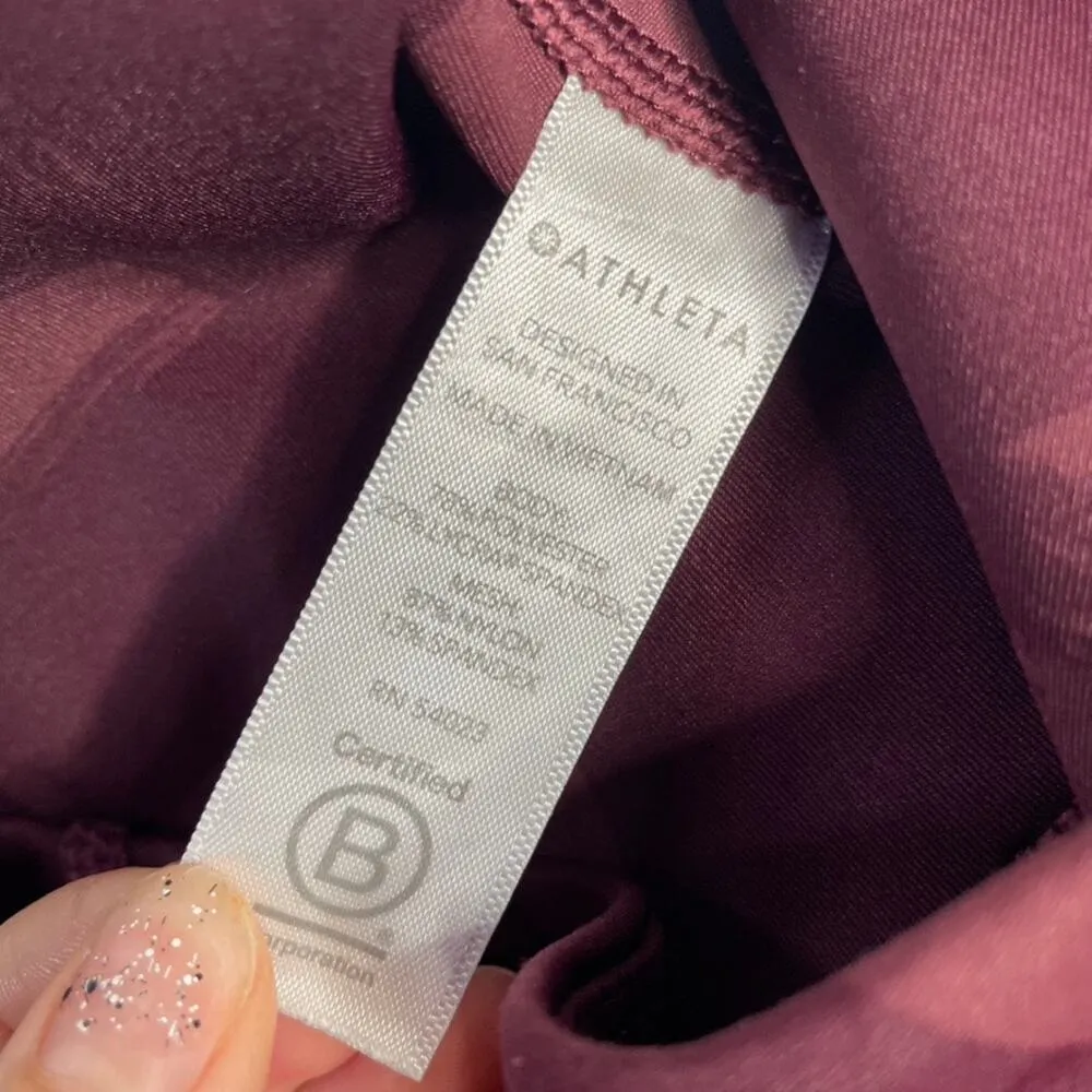 ATHLETA Tenacity 7/8 Tight Leggings Pockets Small Antique Burgundy Brush Strokes - Image 6